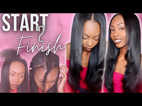 Middle Part Quickweave with Minimum Leaveout + How To Get Jet Black Hair