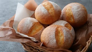 これが焼ければふわふわパンはOk♡シンプルな材料で基本の丸パン | Homemade White Bread Rolls