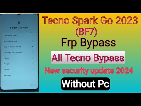 Tecno Spark Go 2023 (BF7) Frp Bypass Android 12 without Pc|New security update 2024