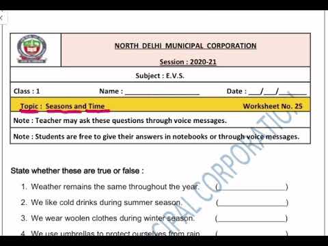 Class 1 EVS | seasons and time | week 25 | FirstStep | worksheet Solution 09.12.2020