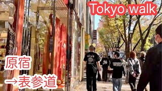 【4K】原宿から表参道駅まで歩く/Tokyo walk/From Harajuku to Omotesando Station