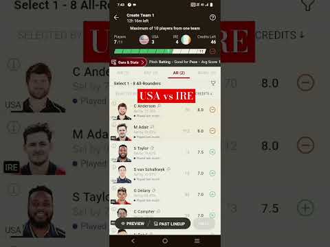 usa vs ire dream11 team kaise banaye || usa vd ire dream11 team kaise banaye || usa vd ire T20 world