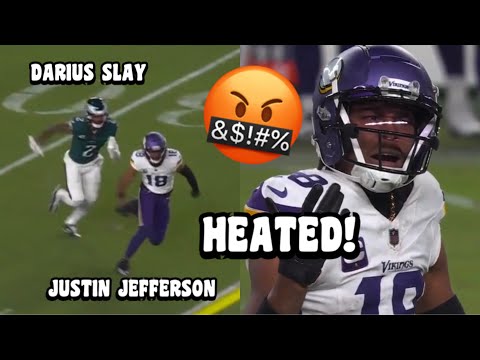 Justin Jefferson Vs Darius Slay GOT ‘HEATED!’ 🤬 (WR Vs CB) 2023 Vikings Vs Eagles Highlights