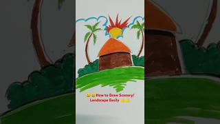 How to Draw Scenery Landscape Easily #shorts #viralvideo #howtodraweasy #landscape #scenery