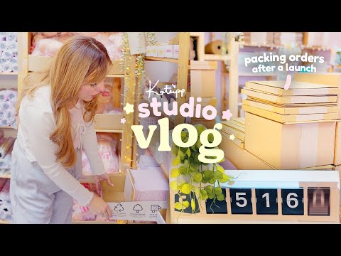 Packing orders after a MEGA shop launch ✿ Running my full-time small business | STUDIO VLOG