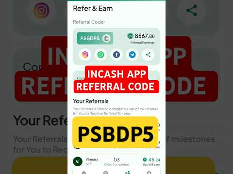 🤑 Incash app referral code #shorts #ytshorts #taubatauba  _Incash_ app referral code 2024 _ PSBDP5 ⟵