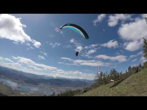 Rob Launching his paraglider in spicy conditions at Anarchist