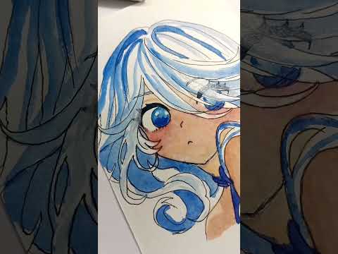 furina drawing outlining and full coloring process #drawing #anime