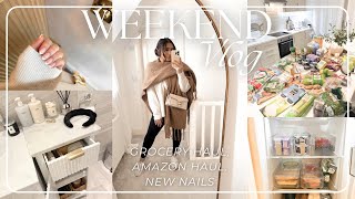 WEEKEND VLOG | Grocery Shop, Amazon Haul, New Nails & Fridge Re stock!