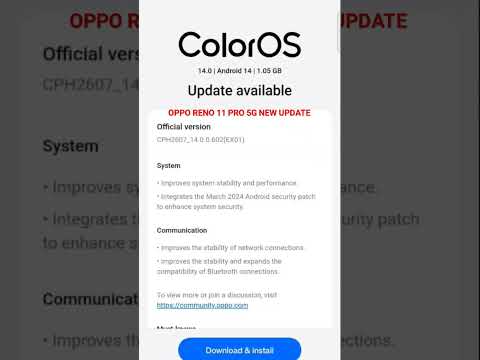 OPPO RENO 11 PRO 5G NEW UPDATE AVAILABLE #opporeno11pro5g #android14