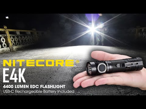 NITECORE E4K 4400 Lumen EDC Flashlight w/ USB-C Rechargeable 21700 Battery