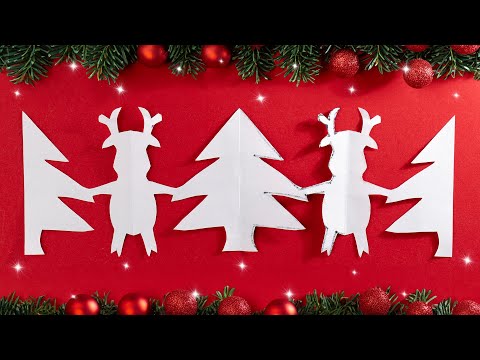 Cutting Paper Designs for Xmas Decoration ❄️ How to make Santa Claus reindeer with Christmas trees