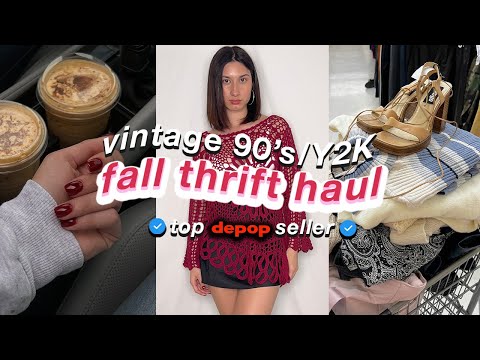 THRIFT WITH ME | FALL 90s/ Y2K THRIFT HAUL 🧸🍒🍂 | full time top depop seller