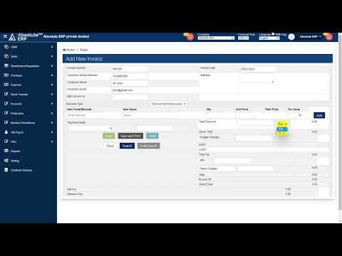 How To Create Retail Invoice | Absolute ERP | Sales Management Software