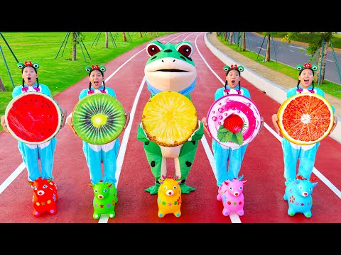 Five Little Speckled Frogs | Learn Fruits with Kids Song