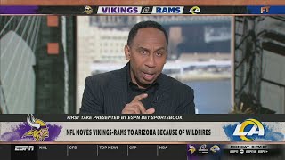 FIRST TAKE | "Vikings are destined to win" - Stephen A. on NFL move Vikings-Rams matchup to Arizona