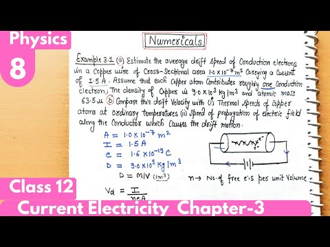 8) Example 3.1| Numericals on drift velocity| Current Electricity Class12 Physics #neet #jee #cbse