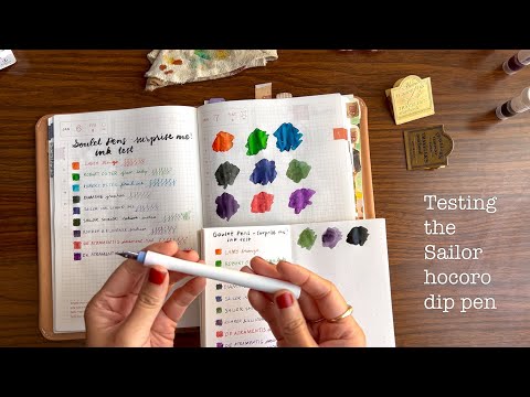 Sailor Hocoro dip pen fine nib | Unboxing and testing random ink samples from Goulet Pens