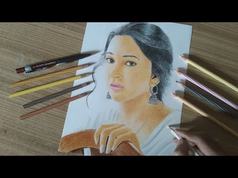 Drawing Kiara Adwani by pencil colours | Coloured portrait |