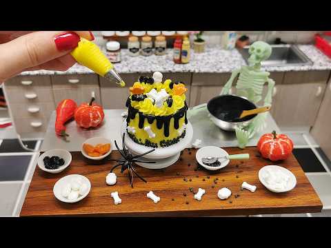 🕷 Mini halloween cake 🎃 🕸/ real mini cooking / mini food / tiny kitchen / ASMR #minicooking