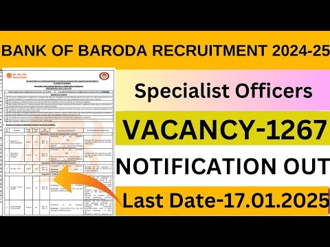 🔴Bank of Baroda SO Recruitment 2025|Notification Out for 1267 Specialist Officer Posts|🔍