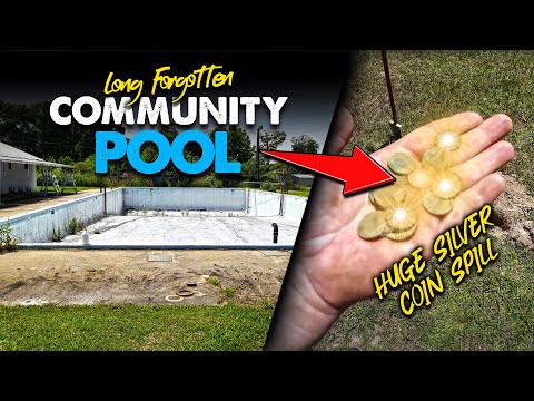 Metal Detecting Long-Forgotten Community Pool! HUGE SILVER COIN SPILL!