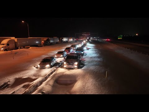 1000+ People stranded from winter storm in New York  - Ripley, NY -  Lake Effect  snow - I90 - Drone