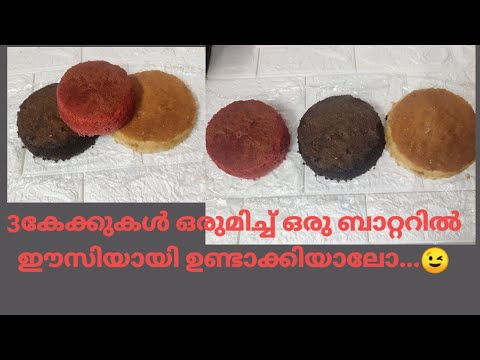 3 കേക്കുകൾ ഈസിയായി ഒരു ബാറ്ററിൽ ചെയ്താലോ| three flavoured cakes with one batter malayalm