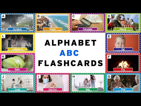 Flash Cards ABC Alphabet 26 Words English Education for Ages 4-6 ABC FlashCards in English for Child