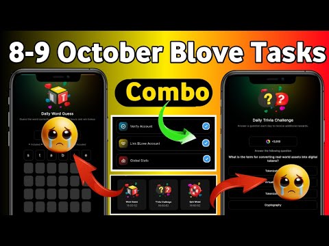 8 October blove dapp trivia challenge | blove words guess combo, blove dapp daily tasks, blove dapp