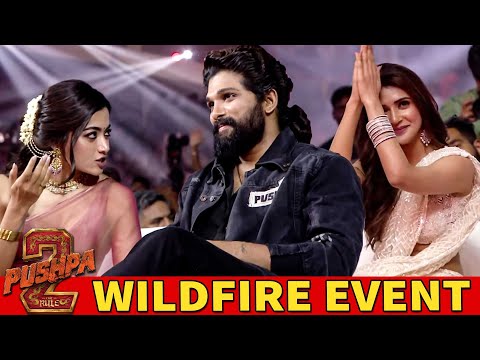 🔥🔥Allu Arjun ❤️Rashmika Mandanna❤️Sreeleela❤️ Entry at Pushpa 2 The Rule Wild Fire Event Chennai