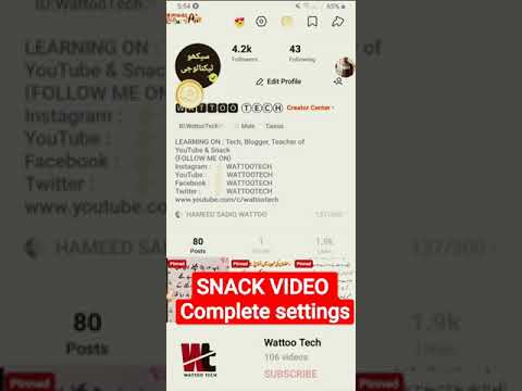 snack video complete settings | how to grow snack video account | wattoo tech #short