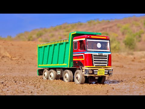 Tata 3530 signa truck got stuck in mud and was pulled out by Mahindra Thar4X4 Drive Vehicle in vilge