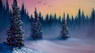 S3 Ep22 MNM sunset winter #LIVEArt #OilPainting #FreeTutorial #PaintWithJosh #BobRoss