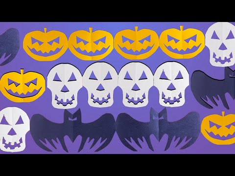 DIY Halloween Paper Garland - Bats, Pumpkins, and Skulls