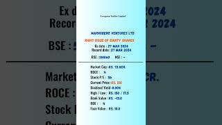 MARKOBENZ VENTURES LTD |EX-DATE : 27.03.2024 |  #dividendstocks #corporateaction #rightsissue #stock