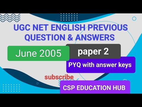 June 2005 UGC NET ENGLISH QP & answer #nta #ntanet #ntanetenglish #cspkarthi6 #csp #pyq #pyqs #ugc