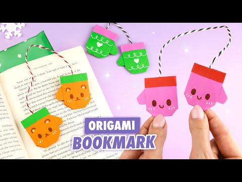 Origami Paper Mittens Bookmark | Christmas paper crafts