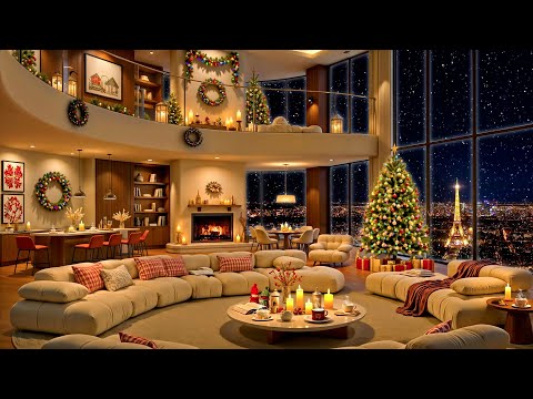 Night Jazz Saxophone 🎄 Smooth Christmas Jazz Music in Luxury Paris Apartment Ambience for Relaxation