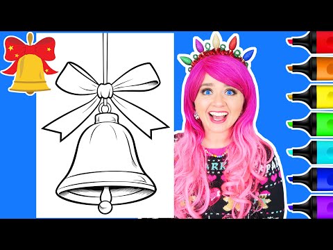 Coloring a Christmas Bell Coloring Page | Kimmi The Clown Festive Friends Christmas Coloring Book