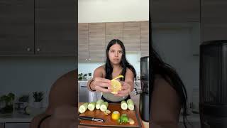 Cucumber, lemon, and ginger juice recipe for bloating! #juicing #juicingrecipes