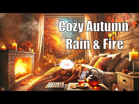 Tinnitus Relief: Cozy Autumn Rain and Crackling Fireplace