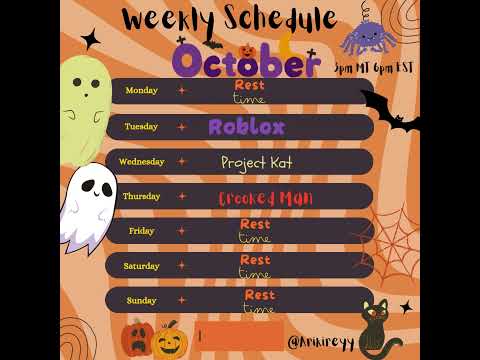 Weekley Schedule 10/14-20th  #streamer #halloween #steamcommunity #pcgames #roblox #vtuberlove