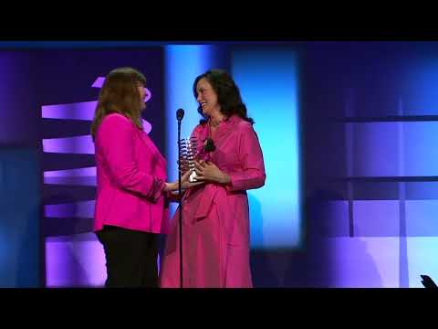 Amanda Litman of Run for Something presents Gov. Whitmer with her 28th Annual Webby Award #Webbys