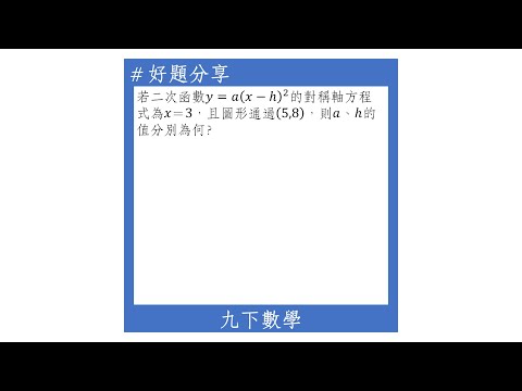 【九下好題】y=a(x-h)^2的圖形