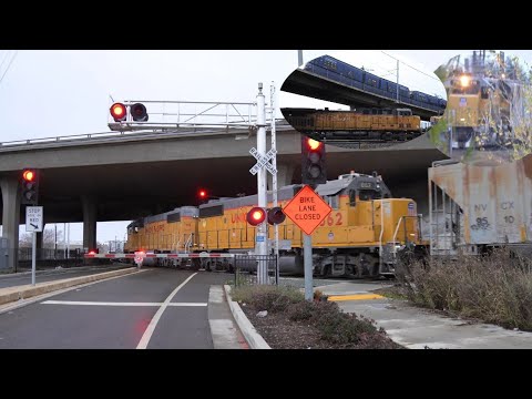 UP 718 Florin Flyer | Ramona Ave. Railroad Crossing Reopened| UP Manifest Passes, Sacramento CA