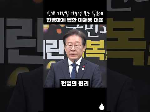 탄핵 기각될 가능성 묻는 질문에 현명하게 답한 이재명 대표 #이재명 #탄핵 #헌재