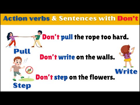 Vocabulary | Action Verbs | Action Verbs with sentences to start with Don’t in English #sentences