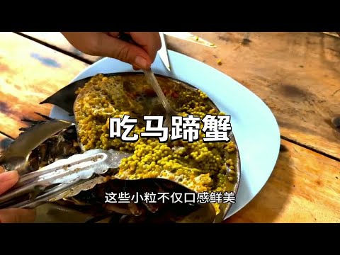 街头小吃马蹄蟹，生活了4亿多年的生物，尽量长的不像食物的样子，依然是口中美食！