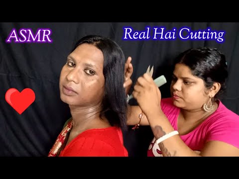 ASMR~Doing My Elder Brother Indian Girl Layer Real Hair Cutting ( Whispering) @asmrsangi7044 ✂️💇